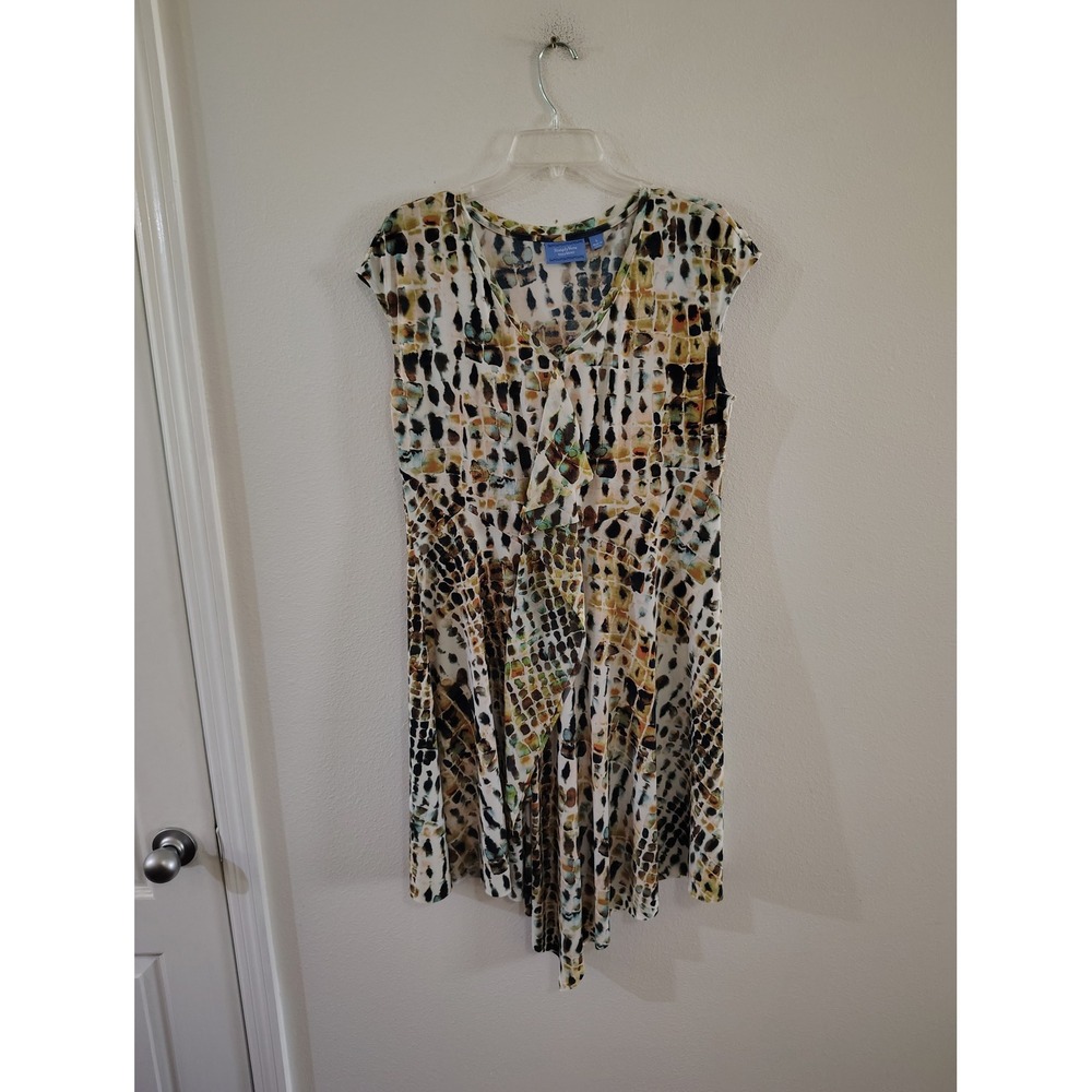 Simply Vera Vera Wang Womens Large Abstract Snakeskin Print Draped Tunic Top L‎